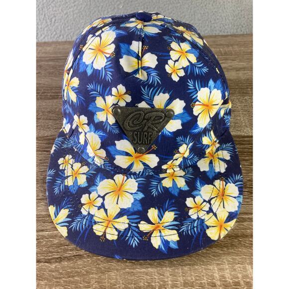 CR Surf Costa Rica Blue Floral Snapback Hat Unisex Adjustable Summer - Picture 1 of 8